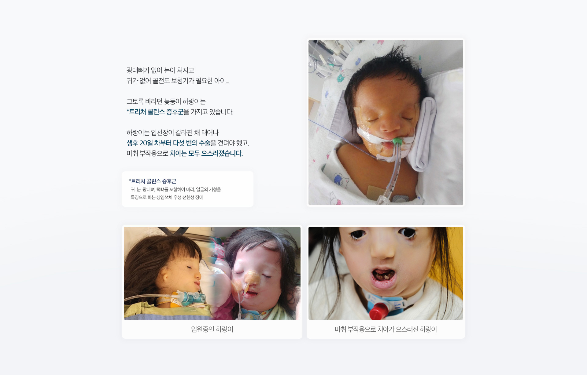 마흔 여섯에 얻은 늦둥이 | 입원중인 하랑이 | 마취 부작용으로 치아가 으스러진 하랑이